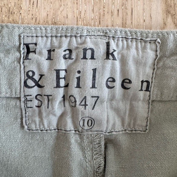 Frank & Eileen Kinsale Trouser Italian Performance Linen Sage Size 10 - Picture 7 of 9